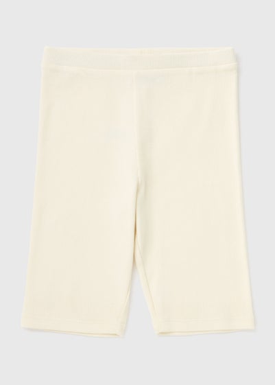 Girls Cream Ribbed Shorts (7-15yrs)