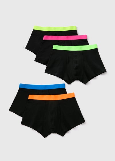 5 Pack Black Neon Waistband Hipsters