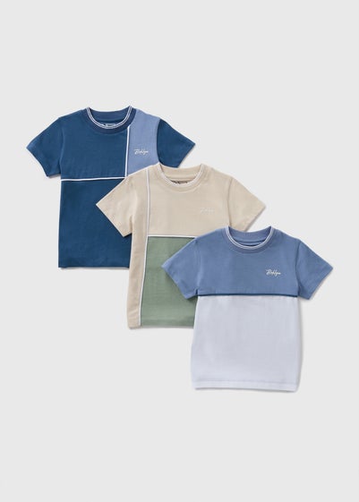 3 Pack Boys Multicolour Cut & Sew T-Shirts (1-7yrs)