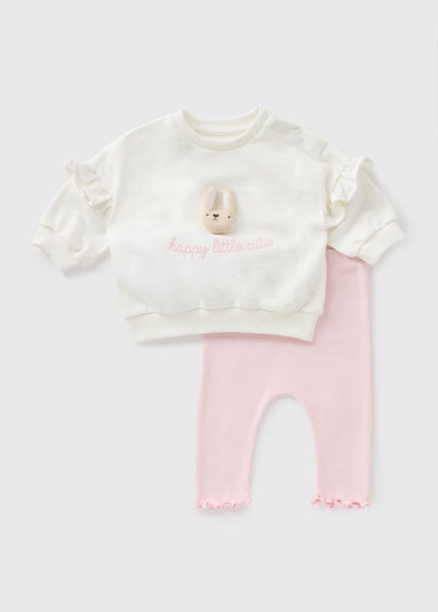 Baby Pink Bunny Sweatshirt & Legging Set (Newborn-23mths)