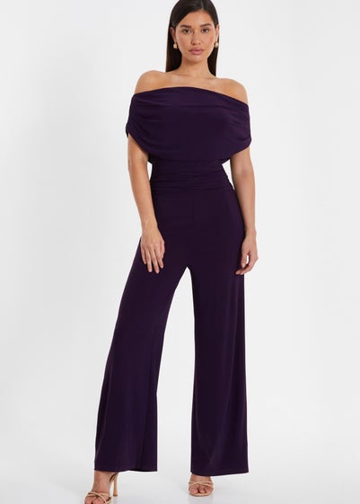 Quiz Purple Bardot Palazzo Jumpsuit