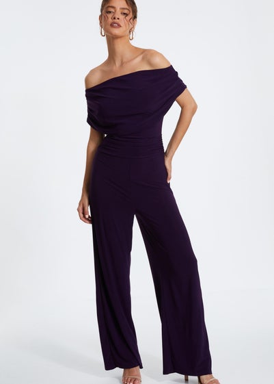 Quiz Purple Bardot Palazzo Jumpsuit