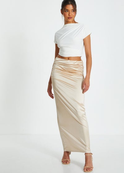 Quiz Cream Satin Maxi Skirt