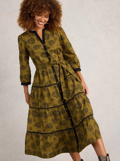 Jacquard Midikleid Fawn - Green Mlt - 50