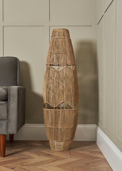 BHS Natural Jute Woven String Floor Lamp (110cm x 33cm)