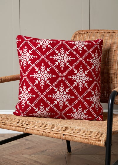 BHS Red Christmas Design Cushion