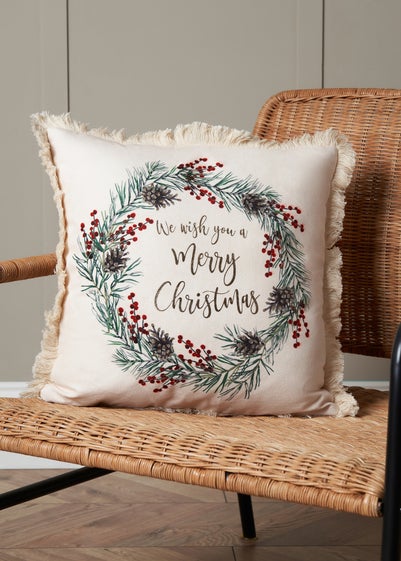 BHS Cream Wreath Cushion