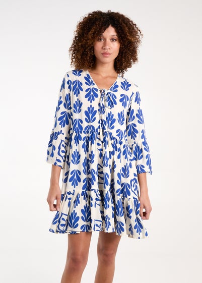 Blue Vanilla Blue Tie Front Smock Dress