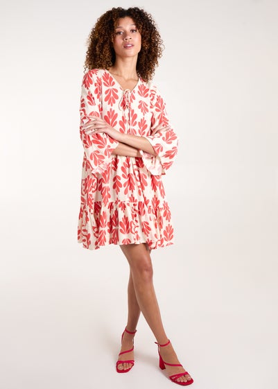 Blue Vanilla Red Tie Front Smock Dress