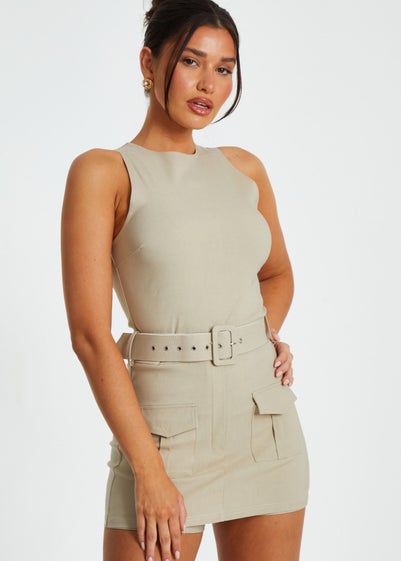 Quiz Stone Round Neck Skort Playsuit