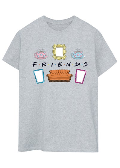 Friends Logo Icons Heather Grey Boyfriend Fit T-Shirt