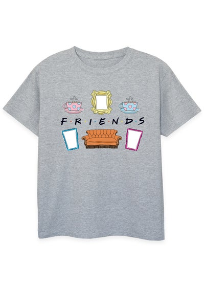 Friends Logo Icons Kids Heather Grey T-Shirt (3-13 Years)