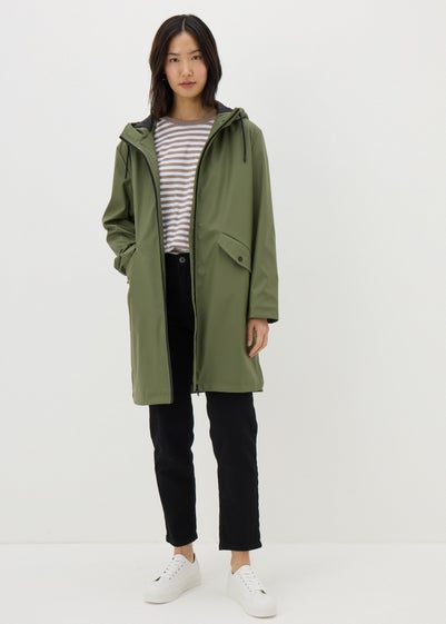 Khaki Rubberised Showerproof Parka Coat