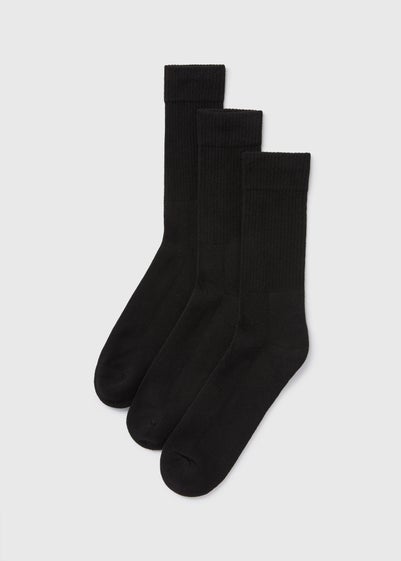 3 Pack Black Cushioned Socks