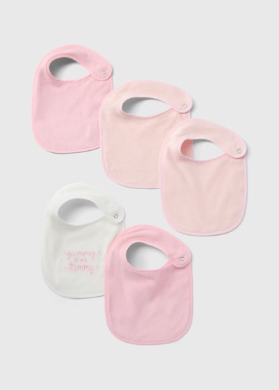 5 Pack Baby Pink Towel Bibs