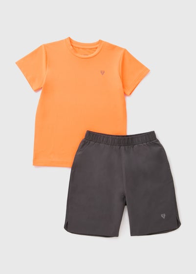 Boys Orange Sports Top & Shorts Set (3-7yrs)