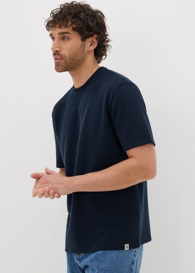 Navy Ribbed Texture T-Shirt