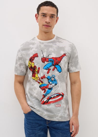 Marvel Grey Avengers Group Washed T-Shirt