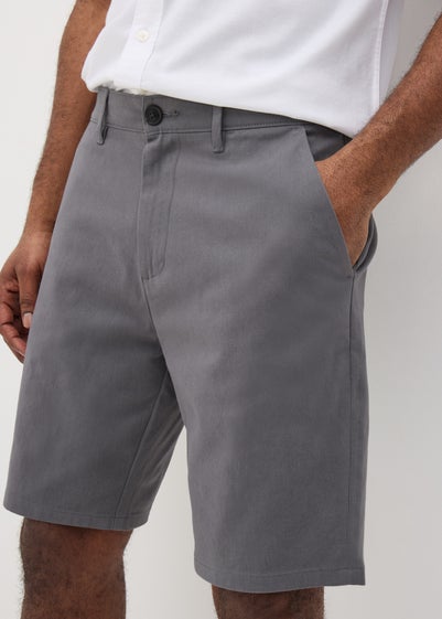 Grey Straight Fit Chino Shorts