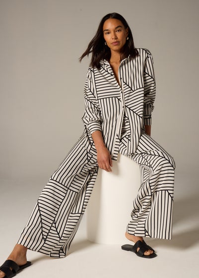 Et Vous Stone Geo Stripe Co Ord Shirt