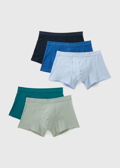 5 Pack Multicolour Plain Keyhole Boxers