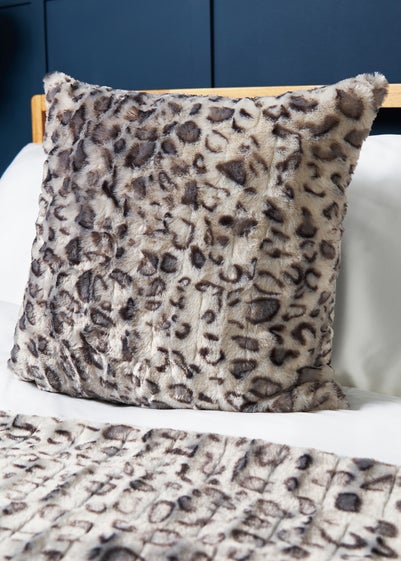 BHS Animal Print Charcoal Grey Cushion (45x45cm)