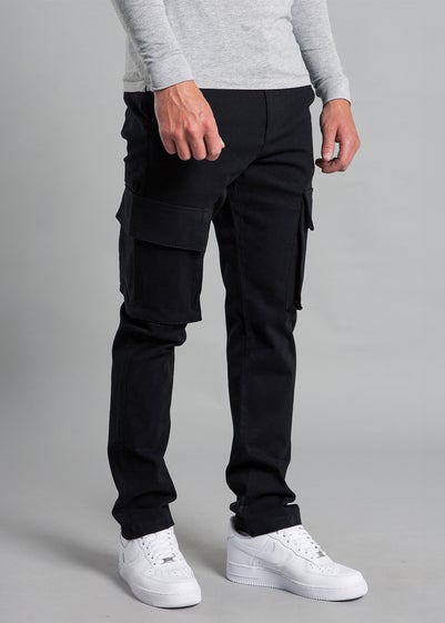 French Connection Black Cotton Regular Fit Cargo Style Trousers