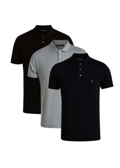 French Connection Black/Grey Cotton Polo Shirts (Pack of 3)