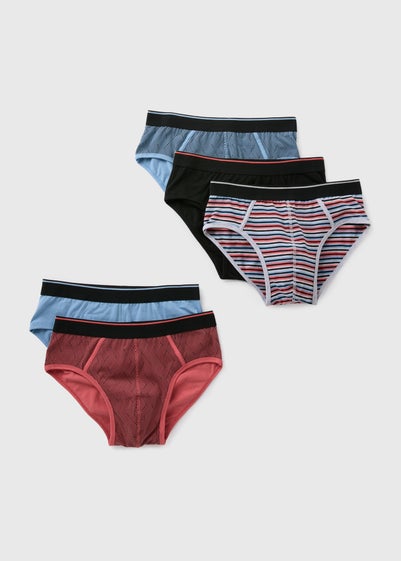 5 Pack Multicolour Grid Print Briefs