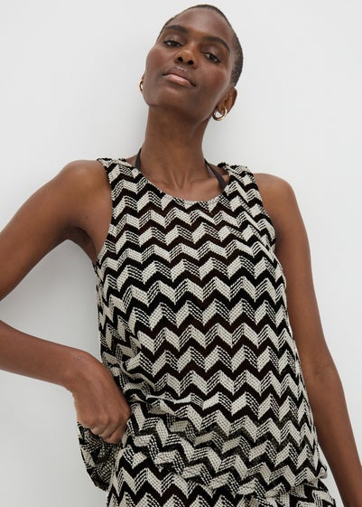 Black Chevron Crochet Vest Top