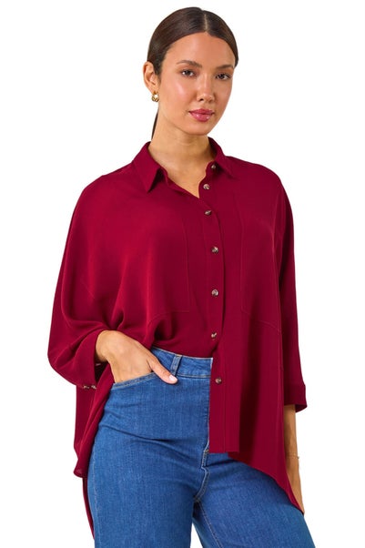 Roman Maroon Relaxed Smart Stretch Shirt