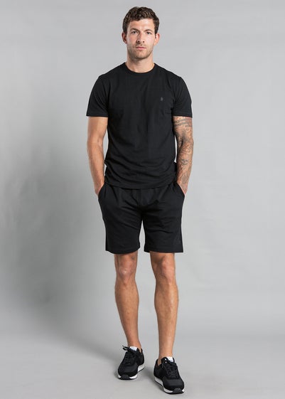 French Connection Black Cotton Embossed T-Shirt and Short Set