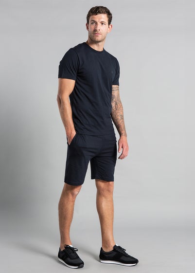 French Connection Navy Cotton Embossed T-Shirt and Short Set