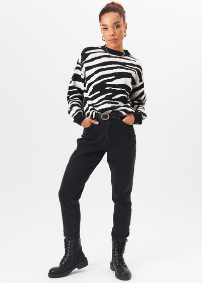 Gini London Black Zebra Print Oversized Jumper