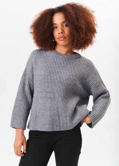 Gini London Grey Chunky Knit Oversized Jumper