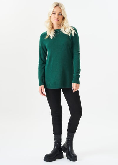 Gini London Green Crew Neck Fine Knit Oversized Jumper