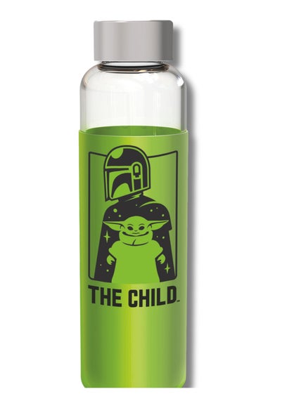 Star Wars Green Child Mandalorian Glass Bottle With Silicone Cover (585 ml)