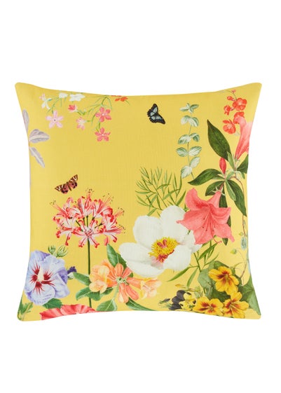 RHS Yellow Exotic Garden Shower Proof Outdoor Cushion (43x43cm)