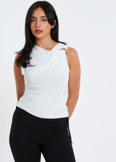 Quiz White Cowl Neck Top