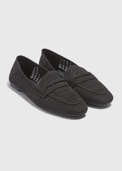 Black Laser Cut Loafers