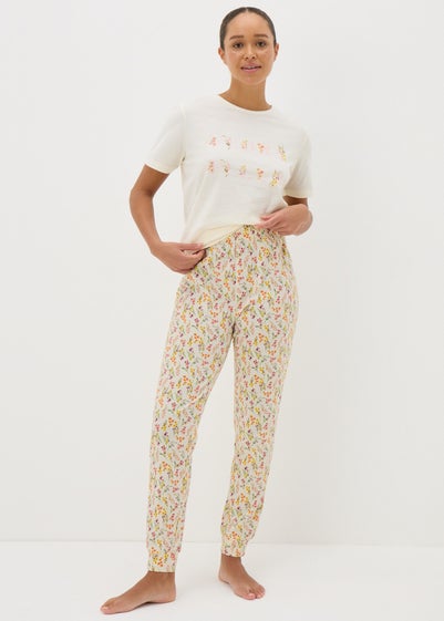 Cream Floral Print Pyjama Bottoms