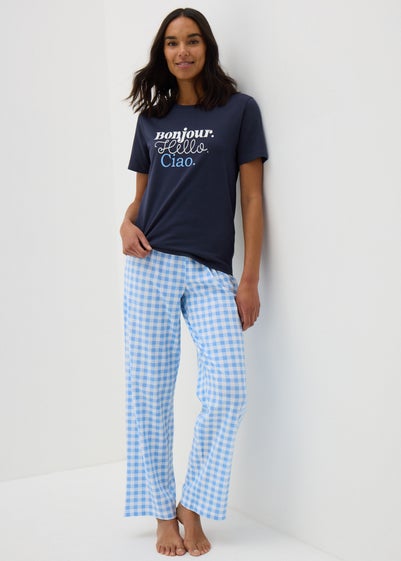 Navy Gingham Bonjour Pyjama Set