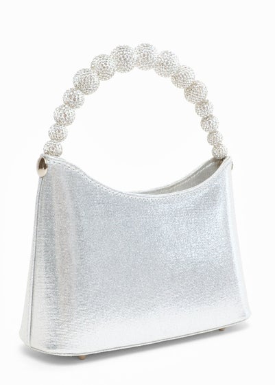 Quiz Silver Diamante Handle Bag