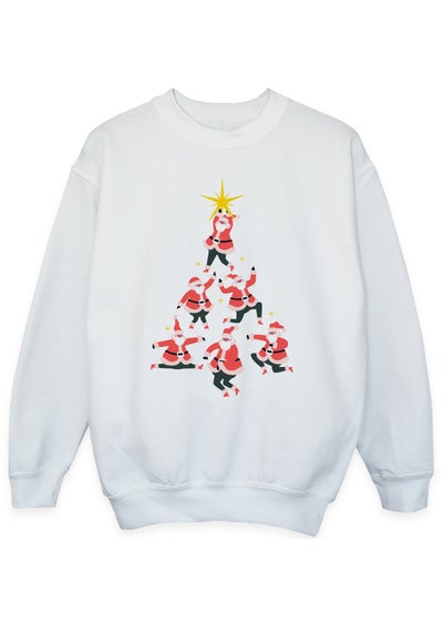 Christmas Santa Tree Kids White Sweatshirt (3-13 Years)