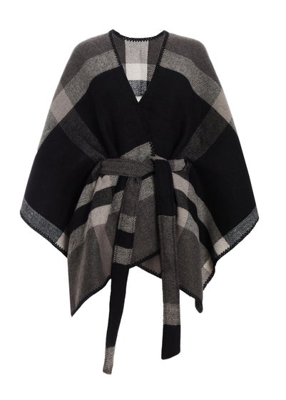 Quiz Black Checked Belt Cape