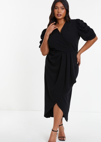 Quiz Black Curve Wrap Midi Dress