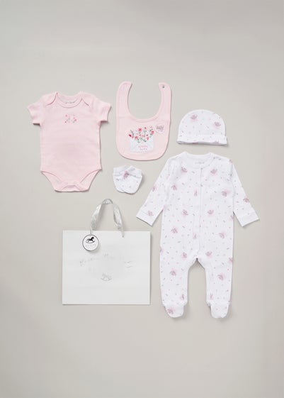 Rock a Bye Baby Soft Pink Cotton 5-Piece Gift Set