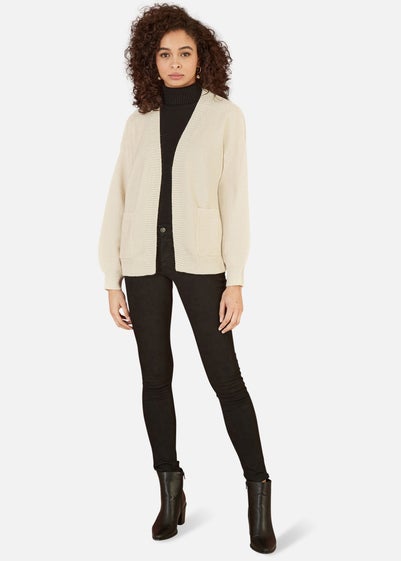 Yumi Ivory Metallic Slouchy Cardigan With Pockets