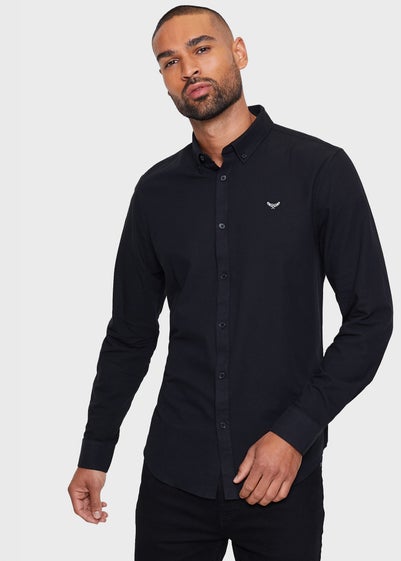 Threadbare Black Oxford Cotton Long Sleeve Shirt