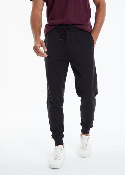 Threadbare Black Cotton Blend Trifoliate Joggers